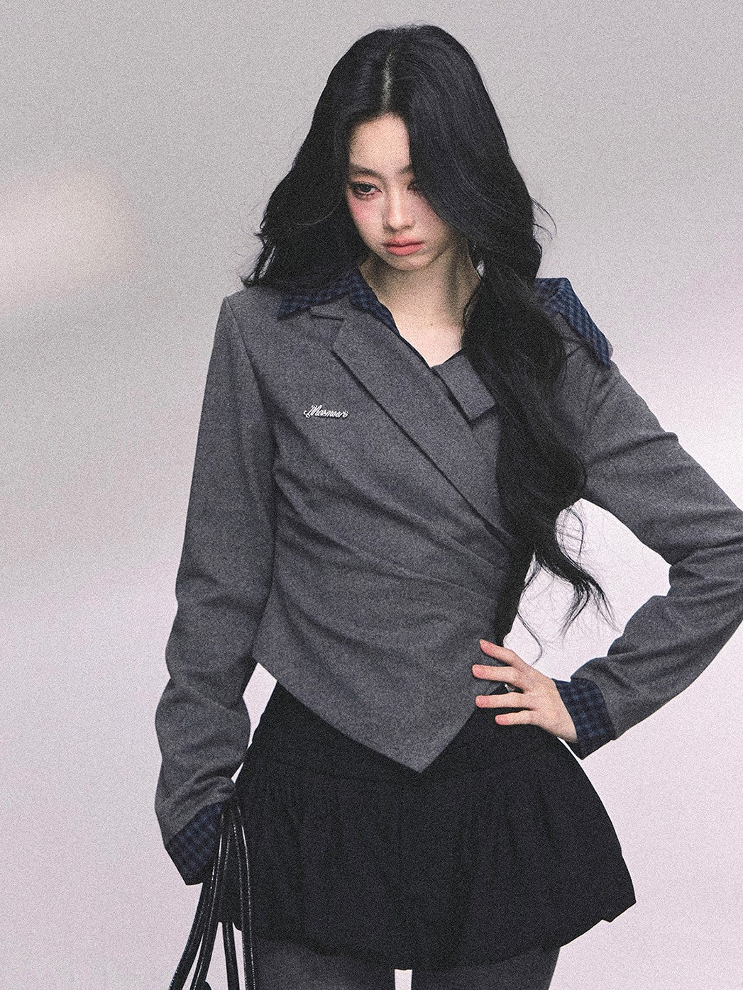 Fake Two-piece Long-sleeved Plaid Shirt DIA0648