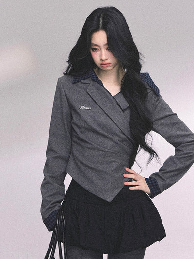 Fake Two-piece Long-sleeved Plaid Shirt DIA0648