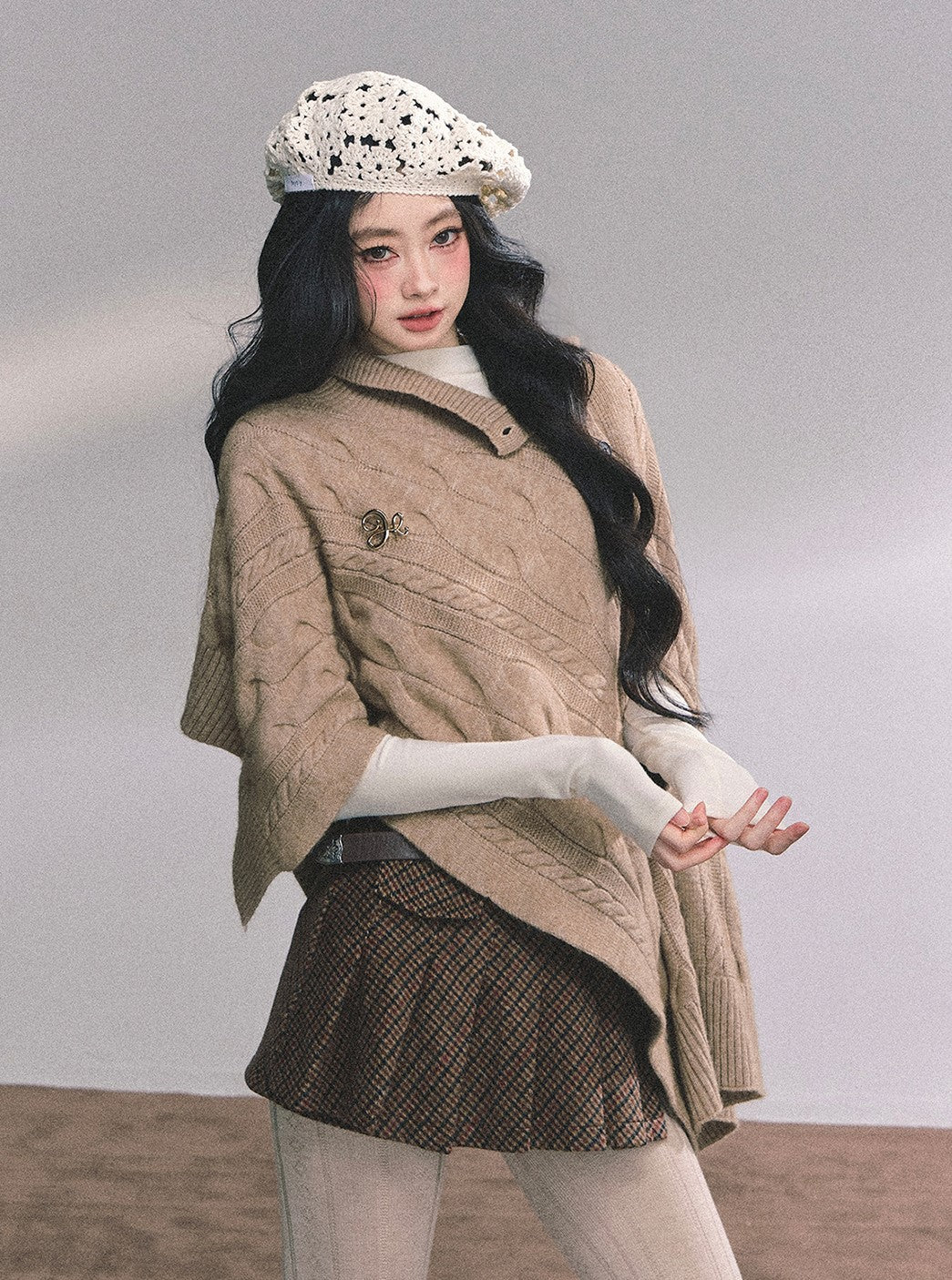 High-end French Knitted Cape DIA0617