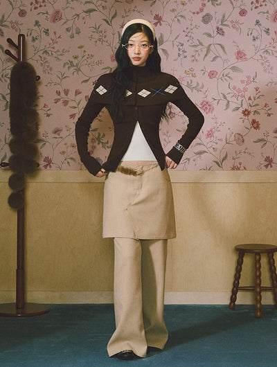 Faux Two-Piece Layered Wide-Leg Pants LAL0231