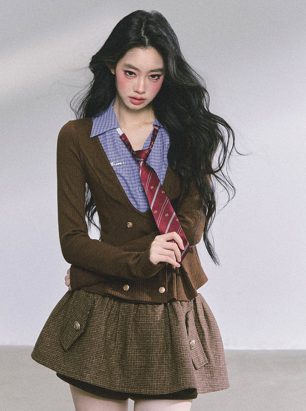 Fake Two-piece Polo Collar Knitted Shirt DIA0602