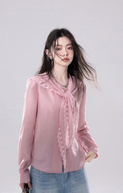 Grapefruit Pink Large Lapel Shirt COT0247
