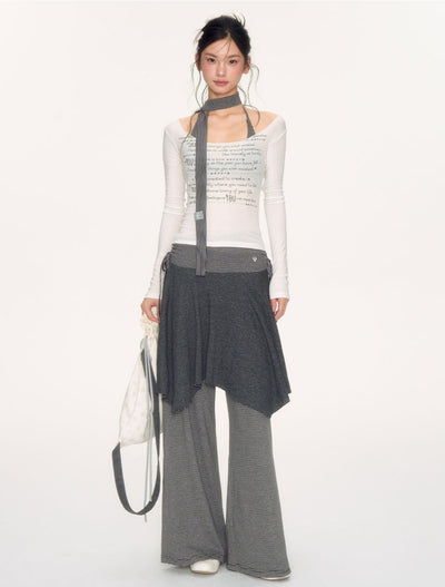 Striped Loose Casual Drape Pants NEC0223