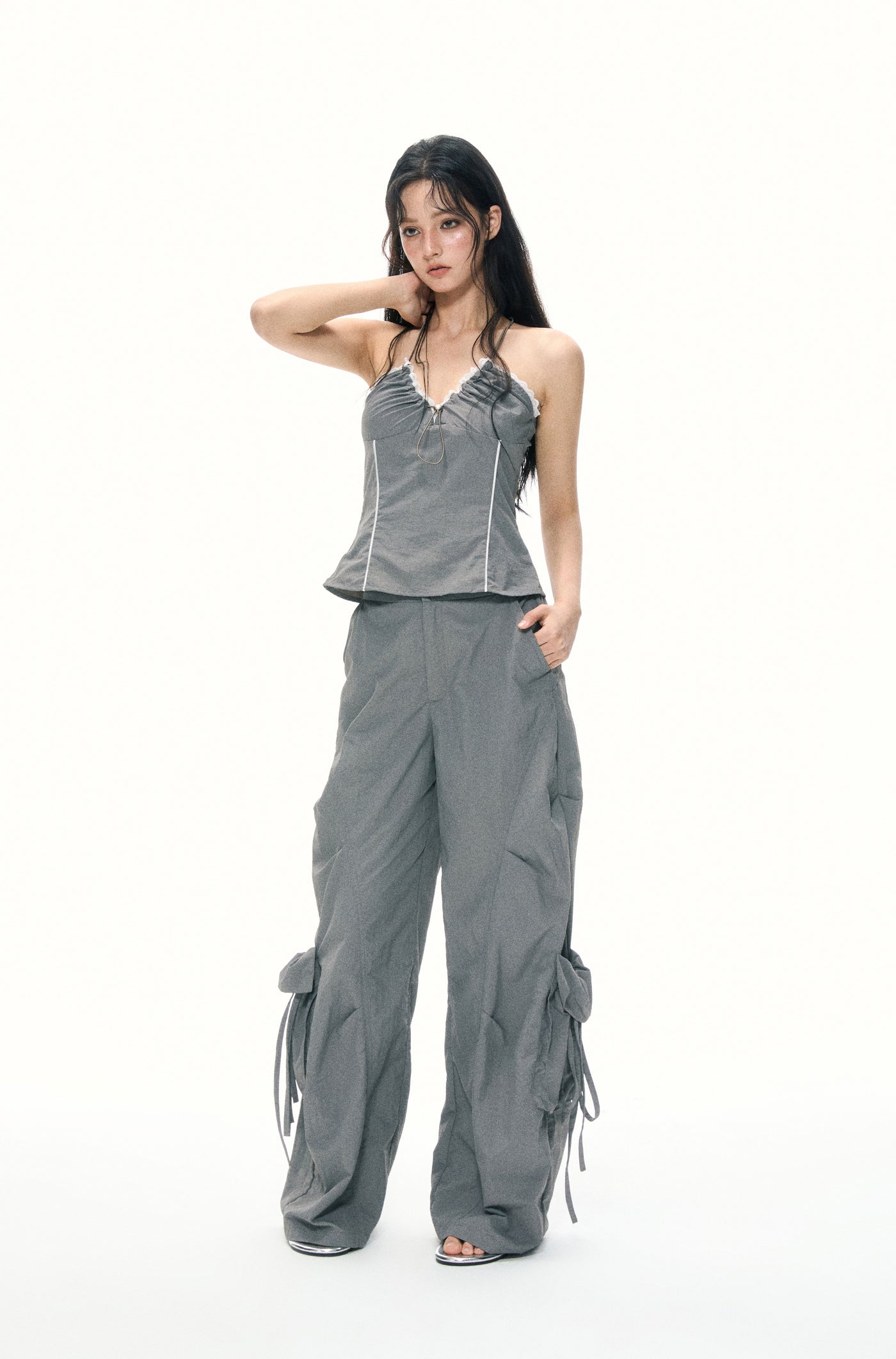 Drawstring Pocket Loose Pants/Top APE0373