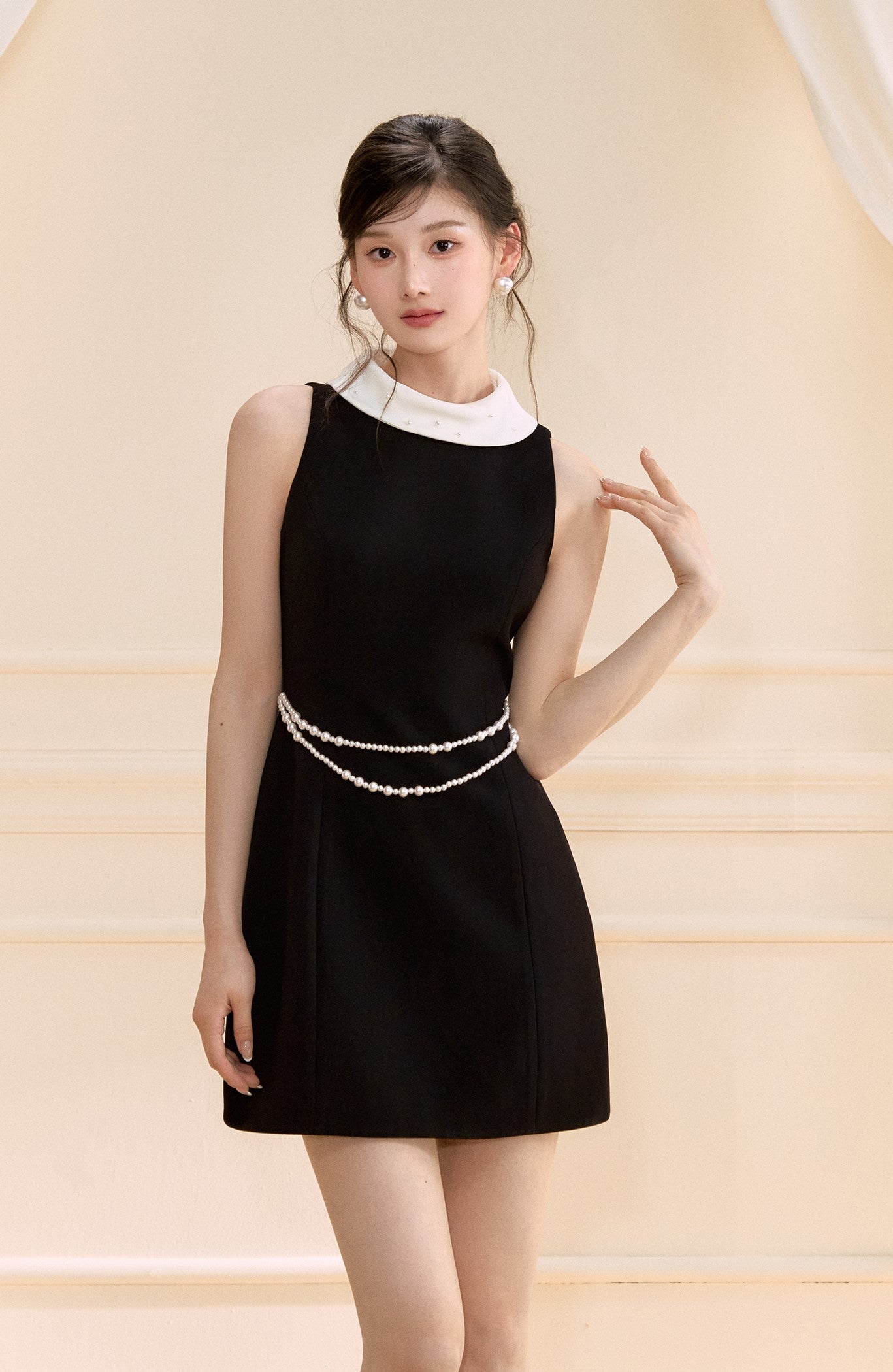 Black Waist Sleeveless Dress OSH0147