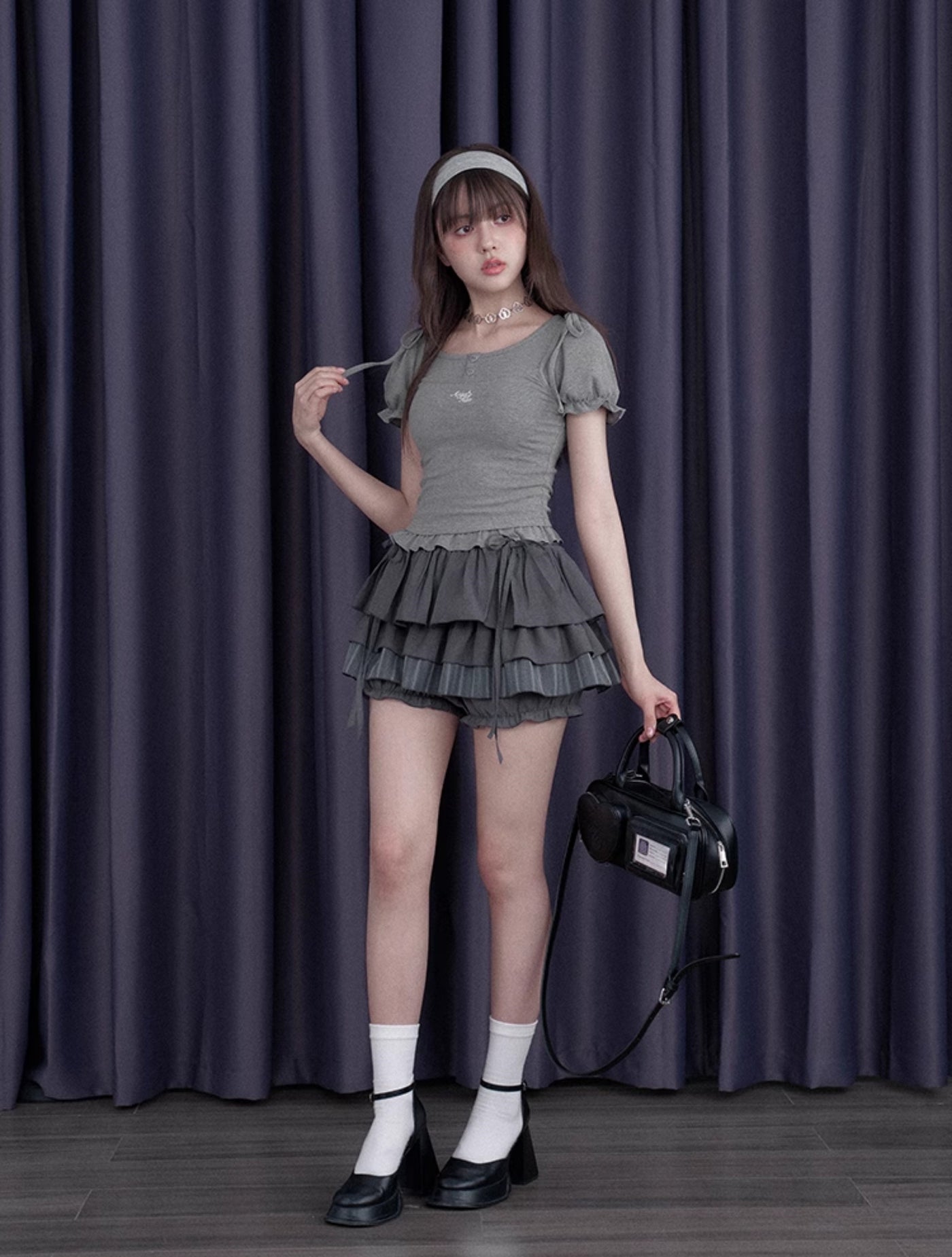 Gray Cake Skirt Pants SAG0262