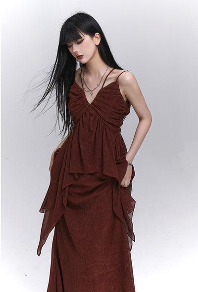 Red Lazy Style Camisole/Skirt LAD0202