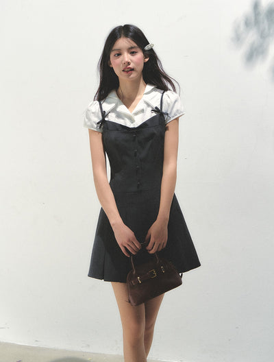 Fake Two-piece Design Pleated Dress SUN0155