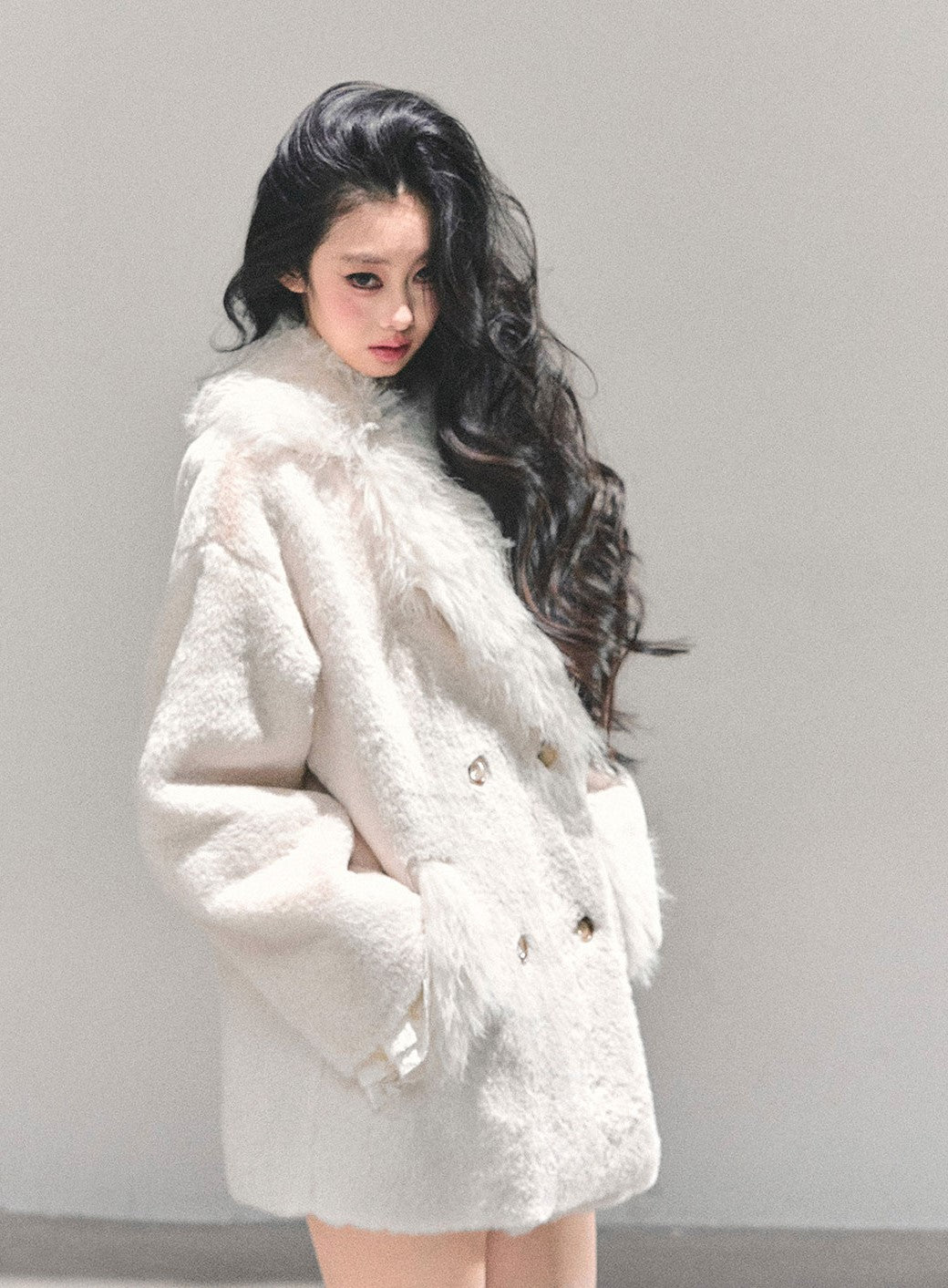 Off-white Fur Trim Coat DIA0675