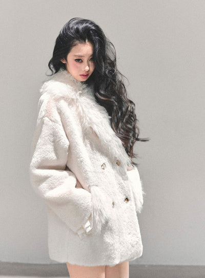 Off-white Fur Trim Coat DIA0675