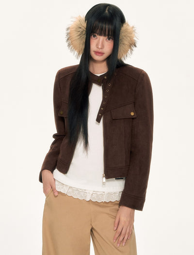 Dark brown Suede Basic Jacket WEE0094