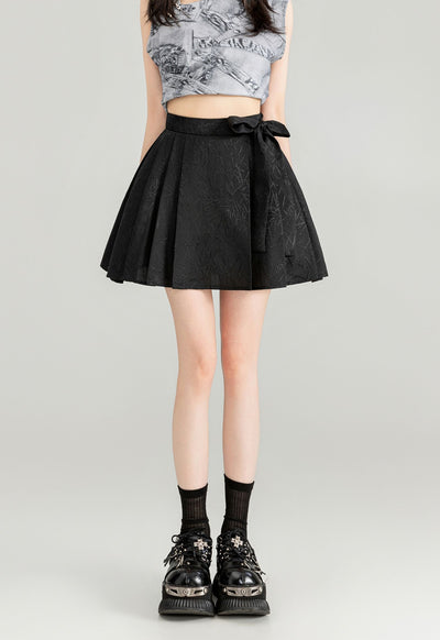 Dark Pattern Jacquard A-line Pleated Short Skirt KEI0081