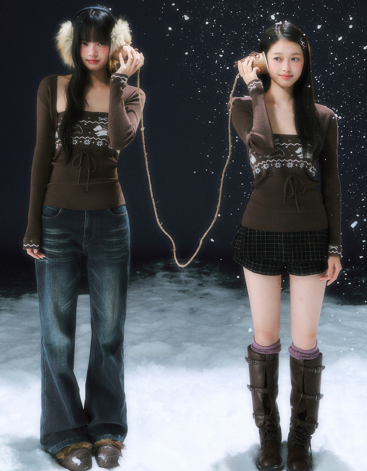 Brown Fair Isle Design Sweater WEE0100