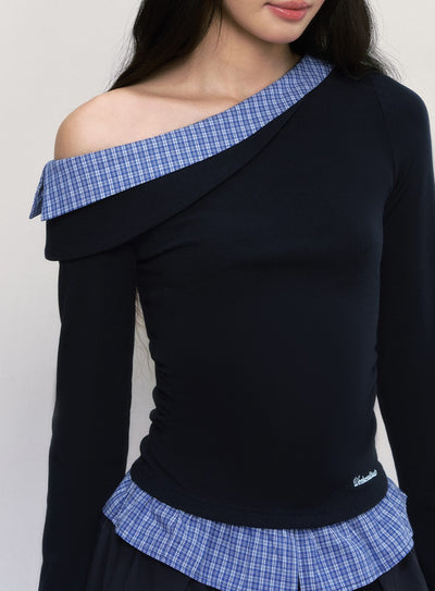 Fake Two-piece Off-shoulder T-shirt WEE0011