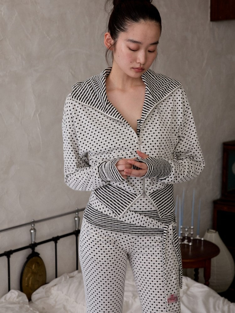 Polka Dot Devil Horn Hooded Jacket JIN0037
