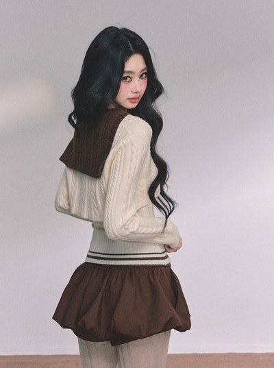 American Style Navy Collar Knitted Top+Vest DIA0616