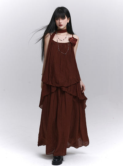 Artistic Rose Sleeveless Top/Long Skirt LAD0208