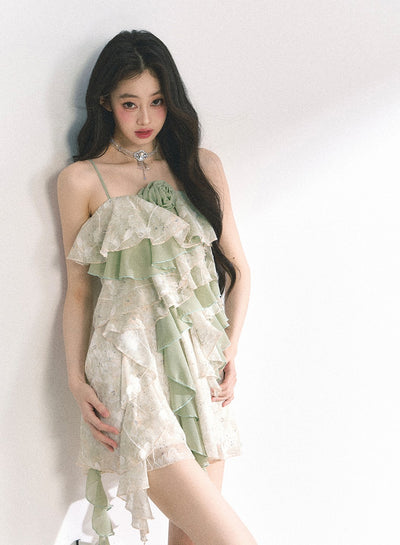 Lace Floral Suspender Dress DIA0440