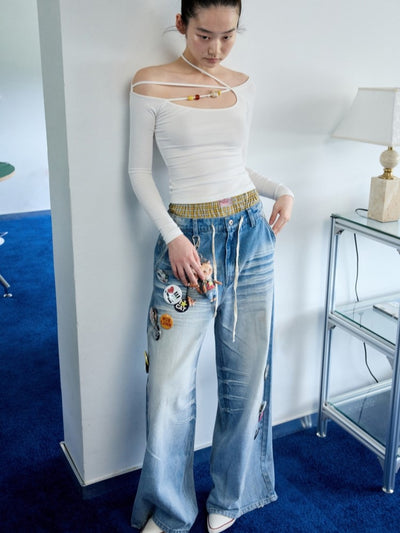 Blue Badge Wide-leg Jeans JIN0040