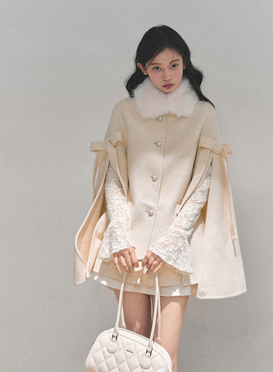 Snow Country Double-faced Wool Cape DIA0742