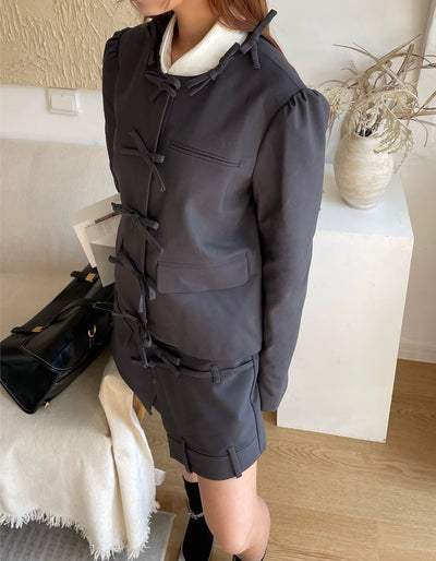 Bow Commuter Suit Puff Sleeve Jacket SEL0007