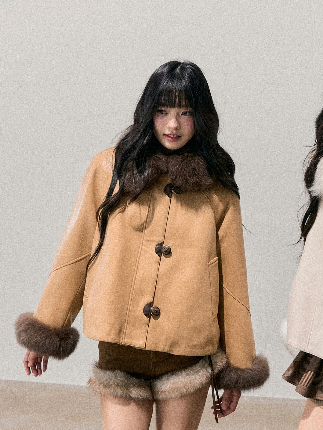 Fur Collar Plush Coat DIA0770