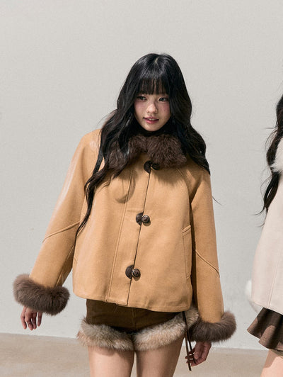 Fur Collar Plush Coat DIA0770