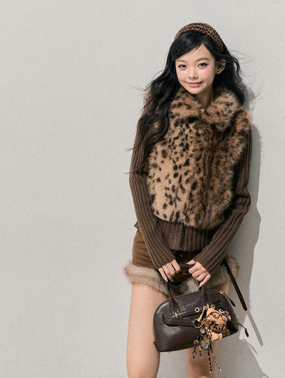Faux Two-Piece Knitted Fur Jacket DIA0754