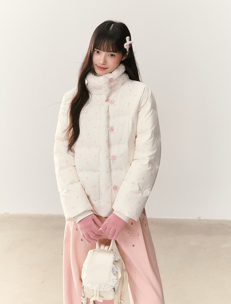 Floral Polka Dot Print Down Jacket NTO0241