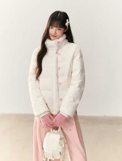 Floral Polka Dot Print Down Jacket NTO0241