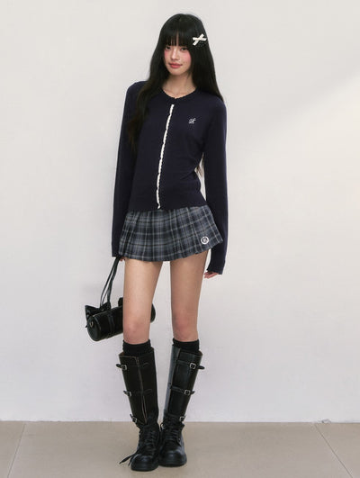Contrast Color Knitted Cardigan WEE0044