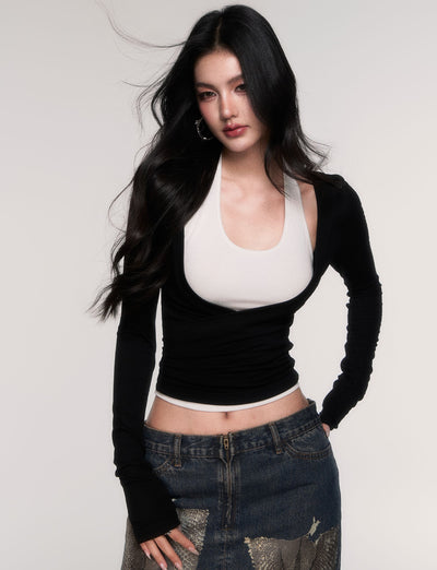 Two-Piece  Halter Neck T-Shirt LUL0204