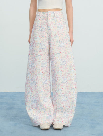 Colorful Puppy Graffiti Print Pants NTO0225