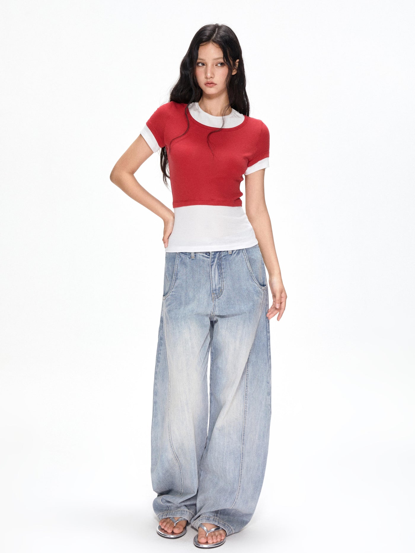 Washed Machete Loose Jeans APE0393
