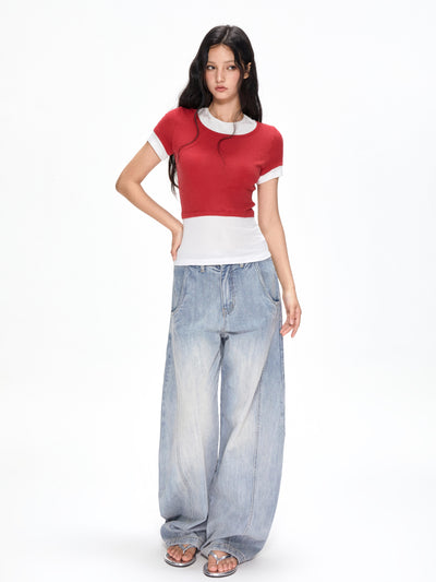 Washed Machete Loose Jeans APE0393