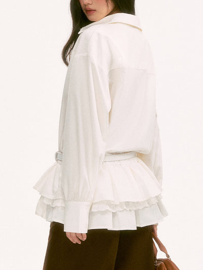 White Long-Sleeved Shirt Dress WEE0132