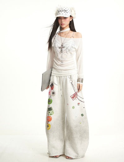 White Cross Design One Shoulder T-shirt UNC0285