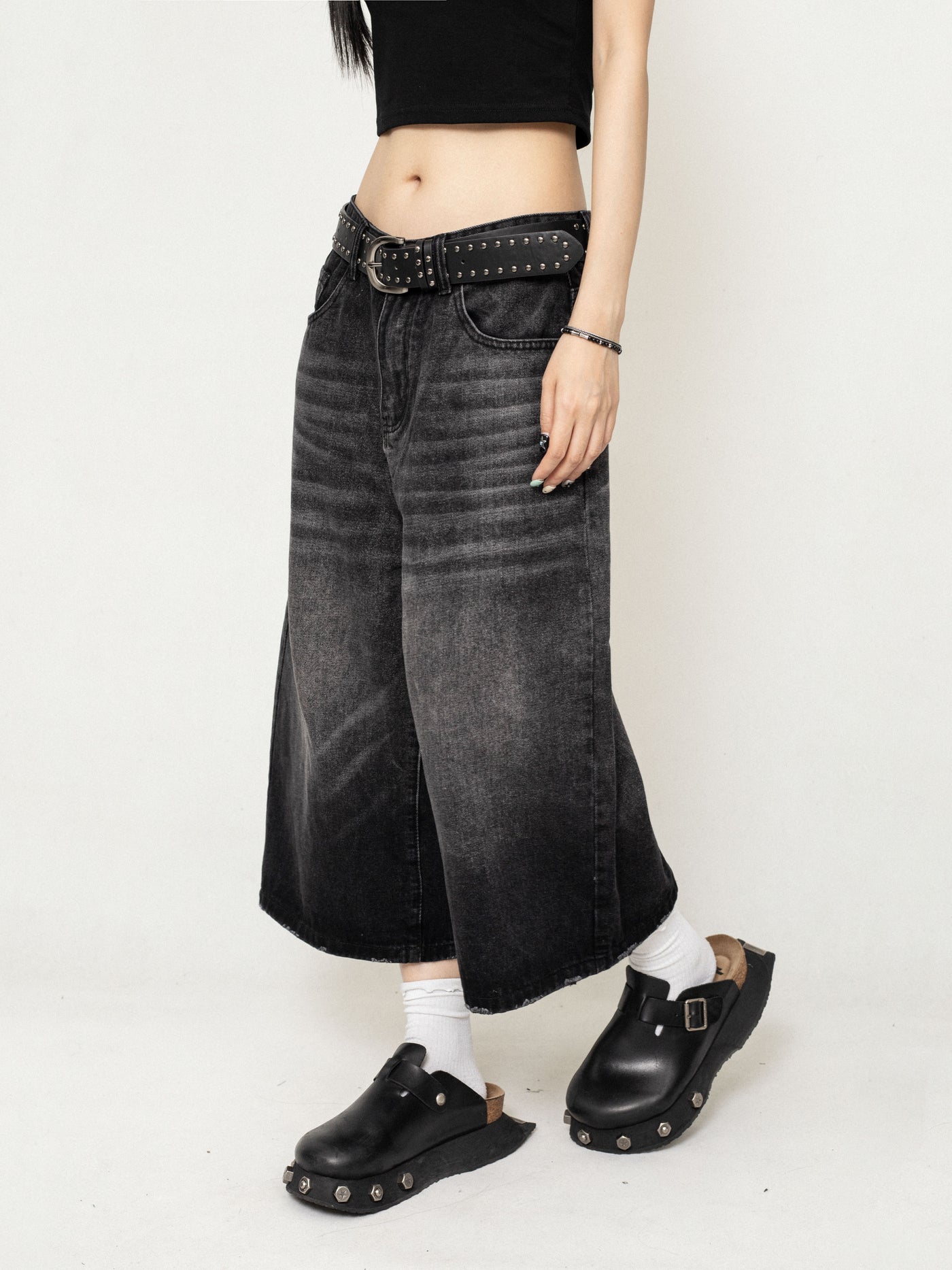 Cropped Loose Versatile Wide-leg Denim Pants ZER0219