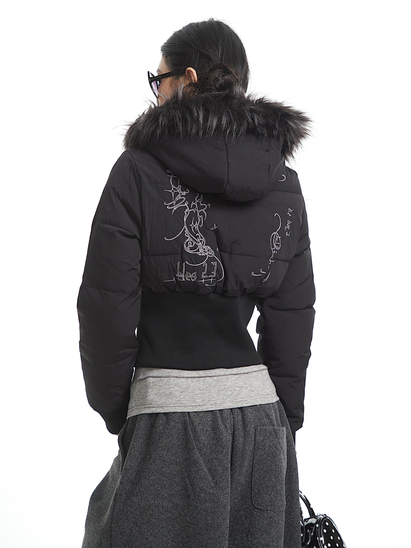 Stand Collar Hooded Short Down Jacket UNC0322