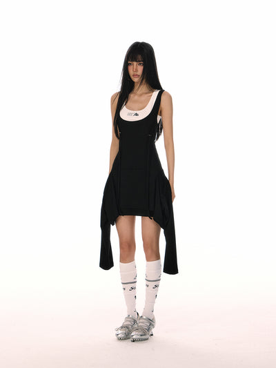Irregular Hem Fake Two-piece Suspender Dress ACM0076