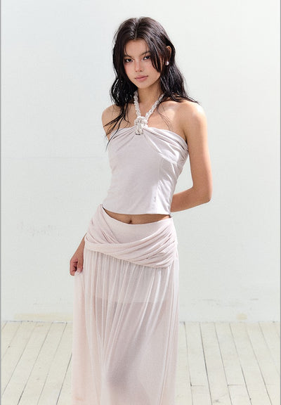 Braided Halter Top/Twisted Maxi Skirt AGM0156