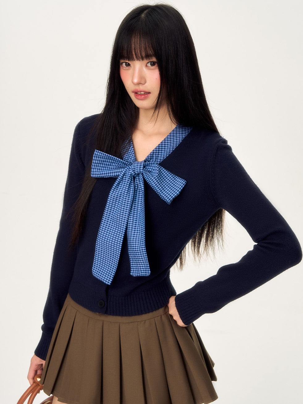 Plaid Bow Tie Sweater WEE0036