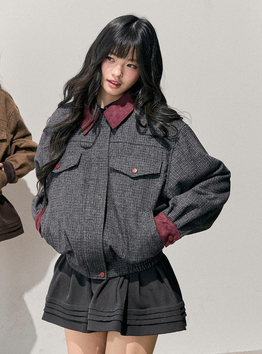 Block Color Quilted Jacket/Short Skirt DIA0745