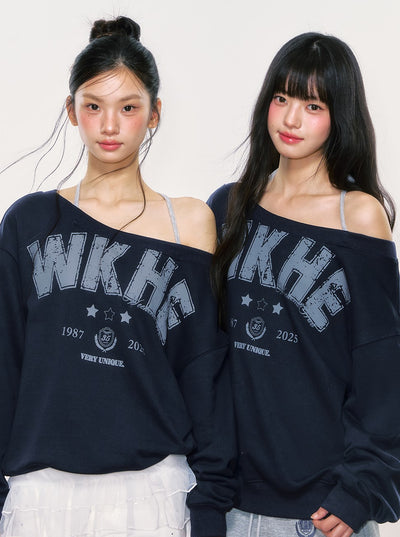 American Style Oblique Shoulder Sweatshirt WEE0054
