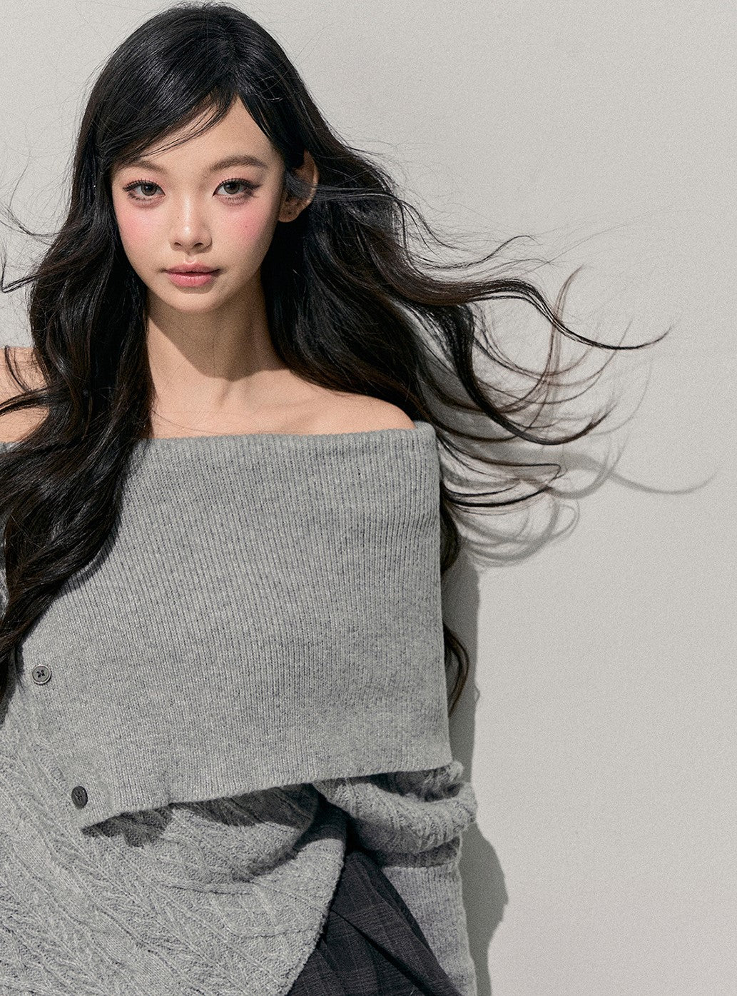 Off-shoulder Irregular Sweater DIA0721