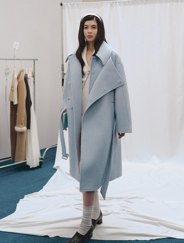 Elegant Mid-Length Wool Belt Coat LAL0244