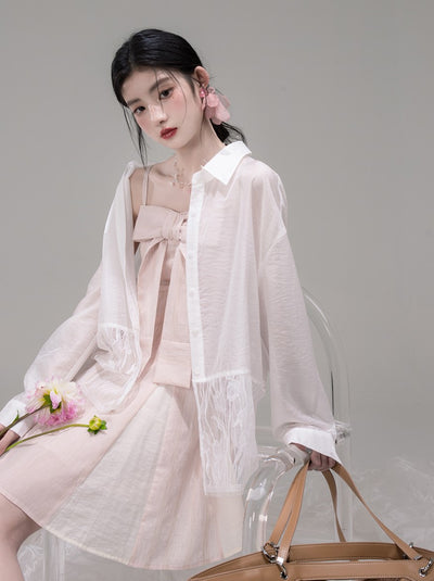 Bow Aurora Light Pink Sling Dress COT0304