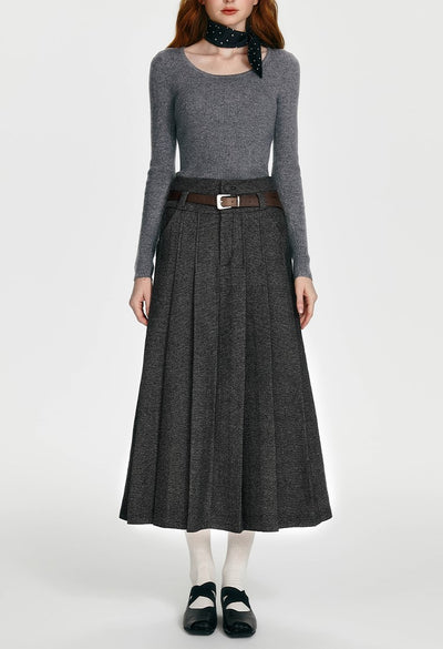 Simple Retro Tucker Line Jacket/Waist Wool Skirt BOH0089