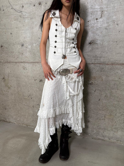 V-neck Metal Slim Zipper Vest DOU0131