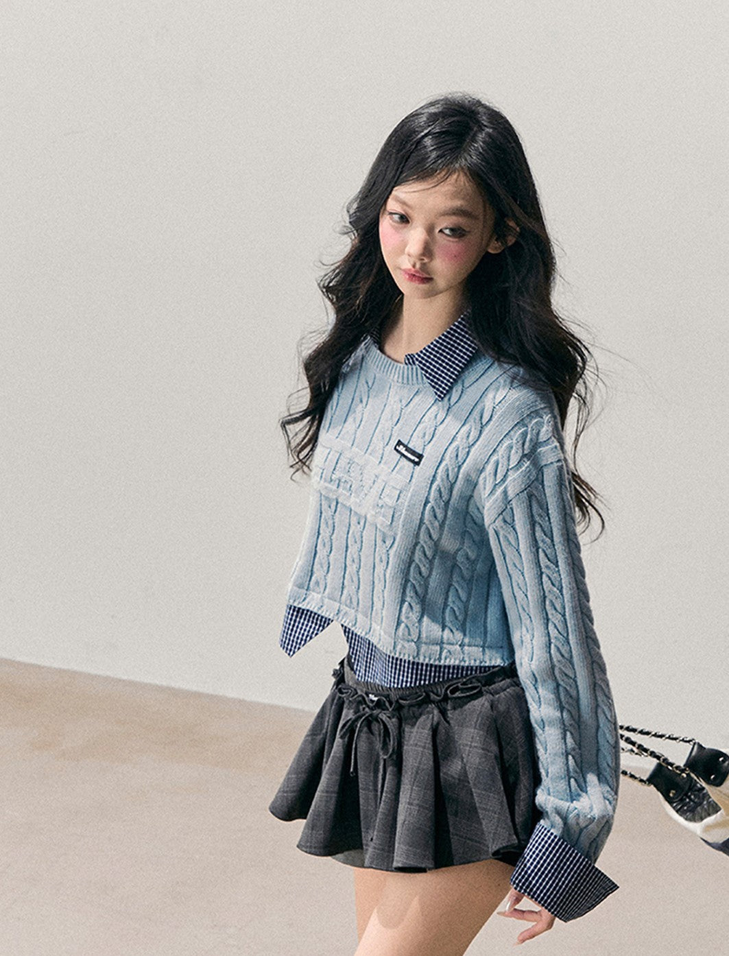 Skyblue Faux Two-Piece Wool Sweater DIA0748